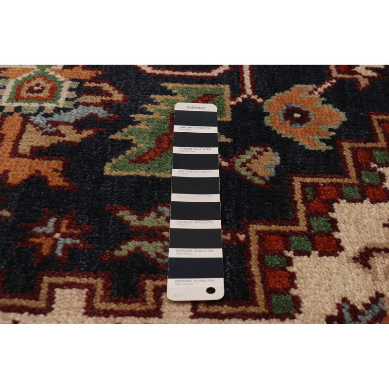 Tapis bleu foncé en laine noué à la main Serapi Heritage 8 pi 1 po x 10 pi 0 po