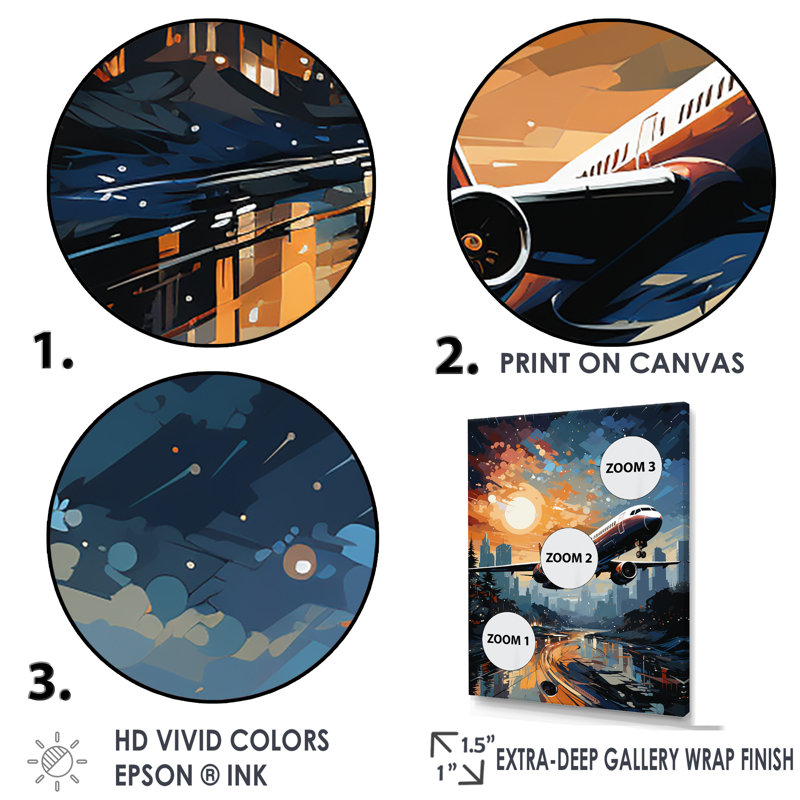 Plane Prelude To Flight Adventure - Art mural sur toile, Toile tendue, H 32 po x l 16 po x P 1 po