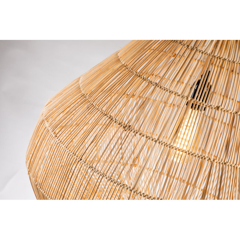 Grand luminaire suspendu moderne en rotin naturel de 21 po de large Boho
