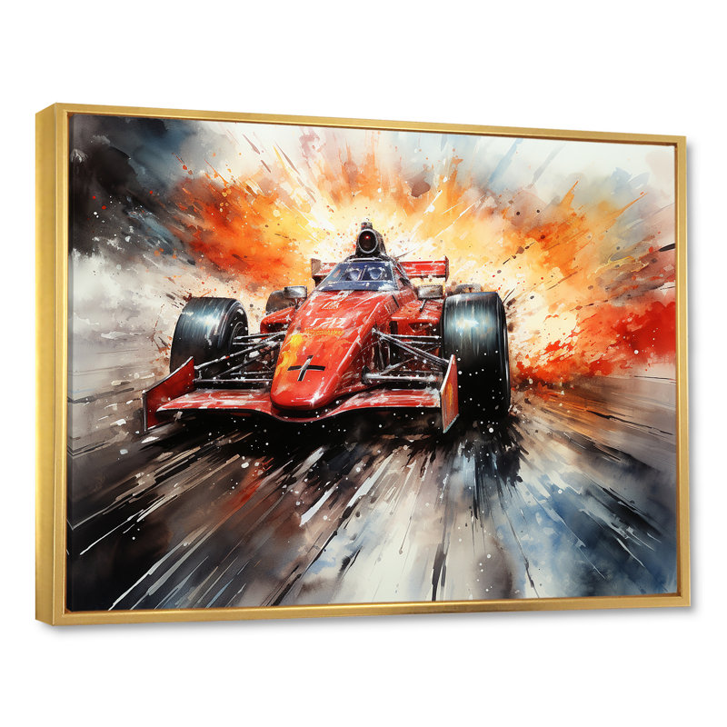 Décoration murale Formule 1, Speedway Fury 2 - Pistes de course, Cadre flottant doré, H 34 po x l 44 po x P 1,5 po