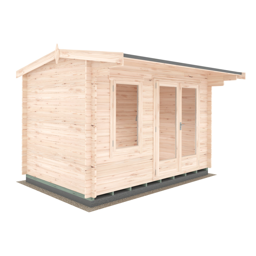 Marlborough 8 ft x 12 ft 28 mm Log Cabin Installed Including Base