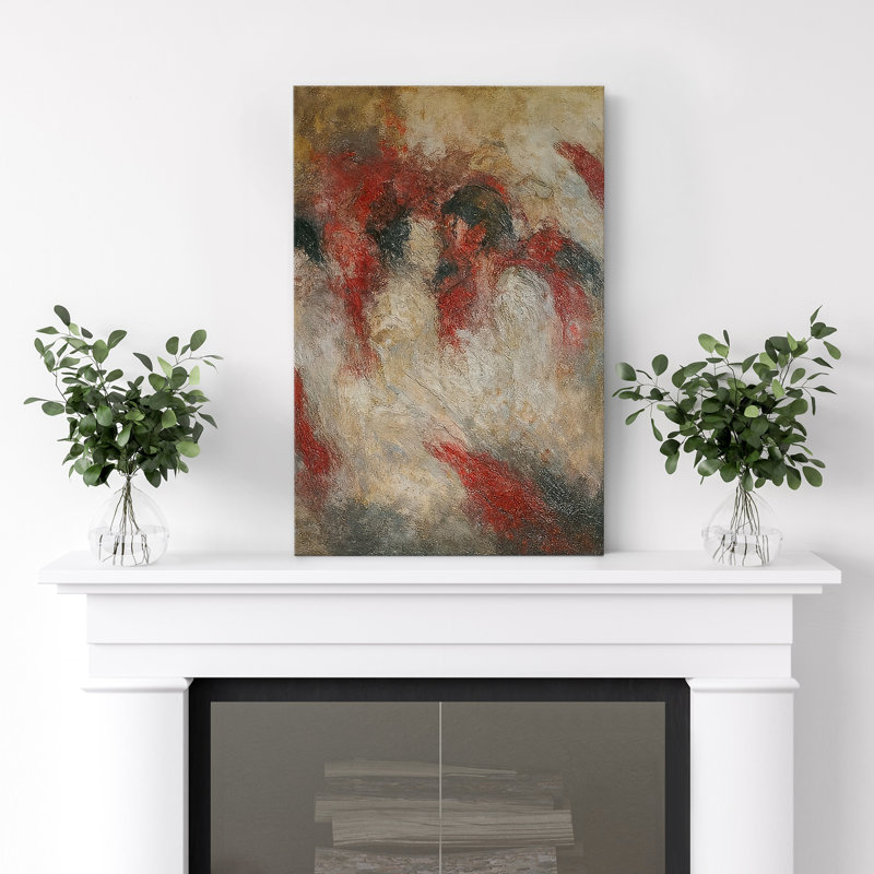 Impression sur toile abstraite neutre sur toile pour décoration de salon, H 24 po x l 16 po, Sans cadre, Toile tendue