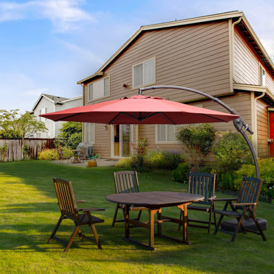 Groveman 12 Ft Detachable Aluminum Offset Patio Cantilever Umbrella With Base
