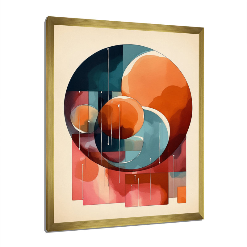 «Mahurin Abstract Shapes And Line», reproduction d'art sur toile, H 32 po x l 16 po x P 1 po, Encadrement doré