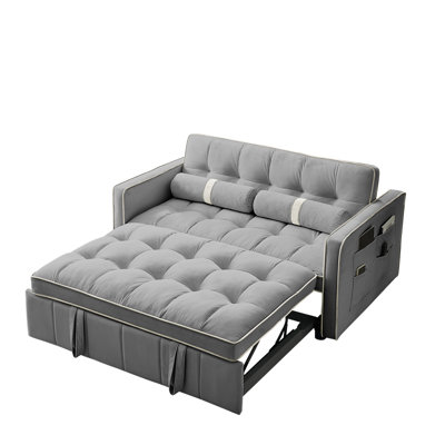 Janael 55.5"" Pull Out Sleeper Sofa Bed Loveseat Sofa Couch -  Everly Quinn, 29D5F2F6850C464E8882756F49E2B4F0