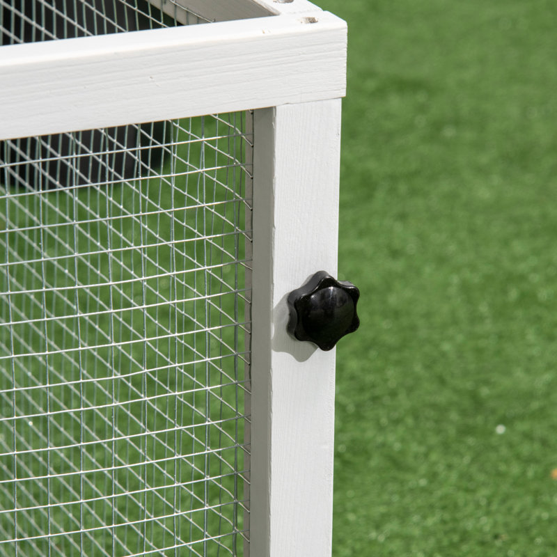 Rabbit Hutch Guinea Pig Cage with Run & Tray Indoor Use Light Grey