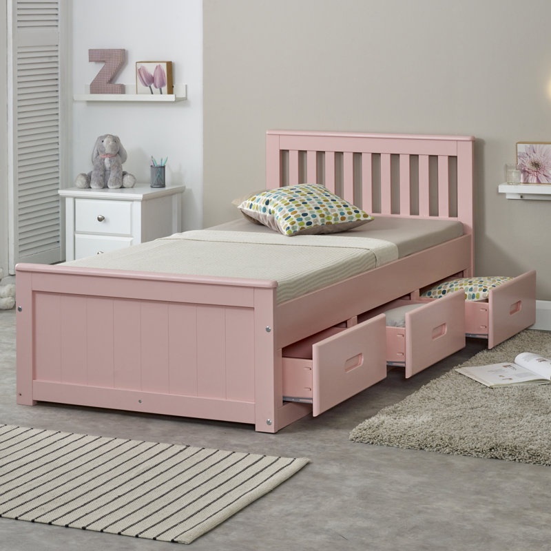 Vonore Single (3') Drawers Bed Frame, Pink