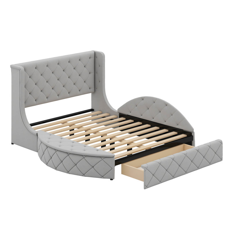 Grand lit de rangement tapissier Arenberg, gris
