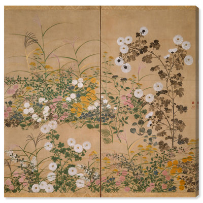 Art floral rétro sur toile, plantes en fleurs par Art Remedy