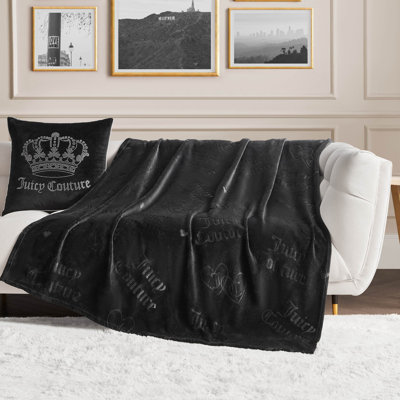 Juicy Couture Embossed Plush Throw Blanket