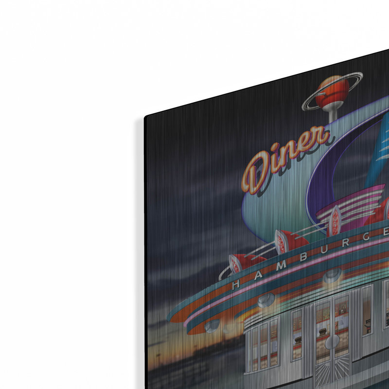 Art mural en métal «Diner» par Bigelow, H 12 po x l 12 po