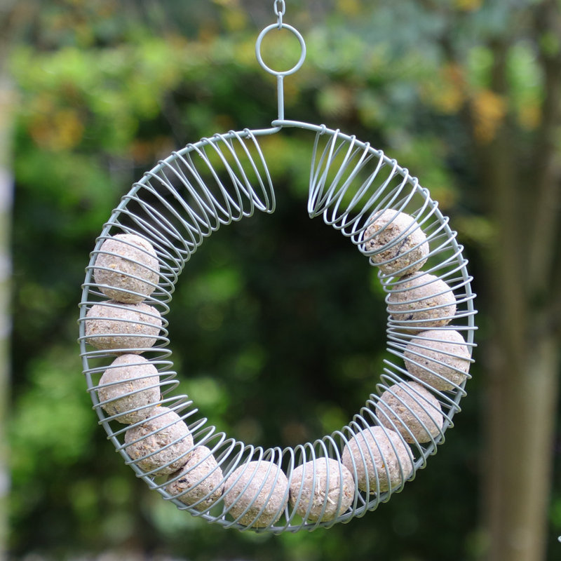Altovise Metal Hanging Decorative Bird Feeder, Green