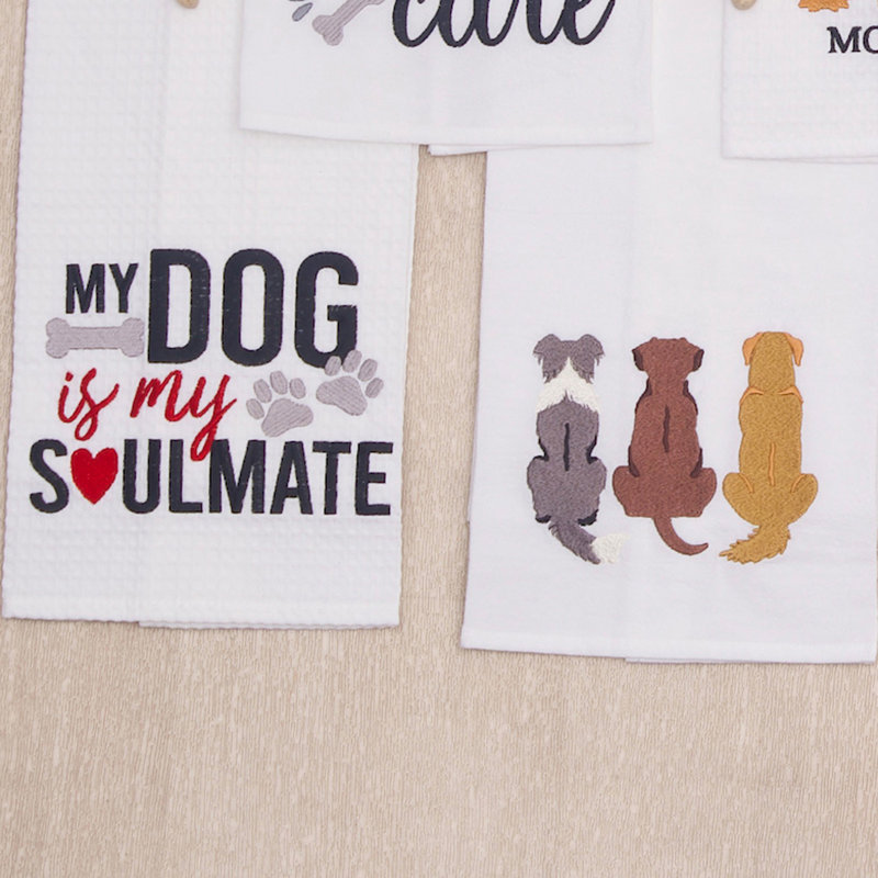 Dog is My Soulmate Kitchen and Bathroom Embroidered Waffle Hand Towel