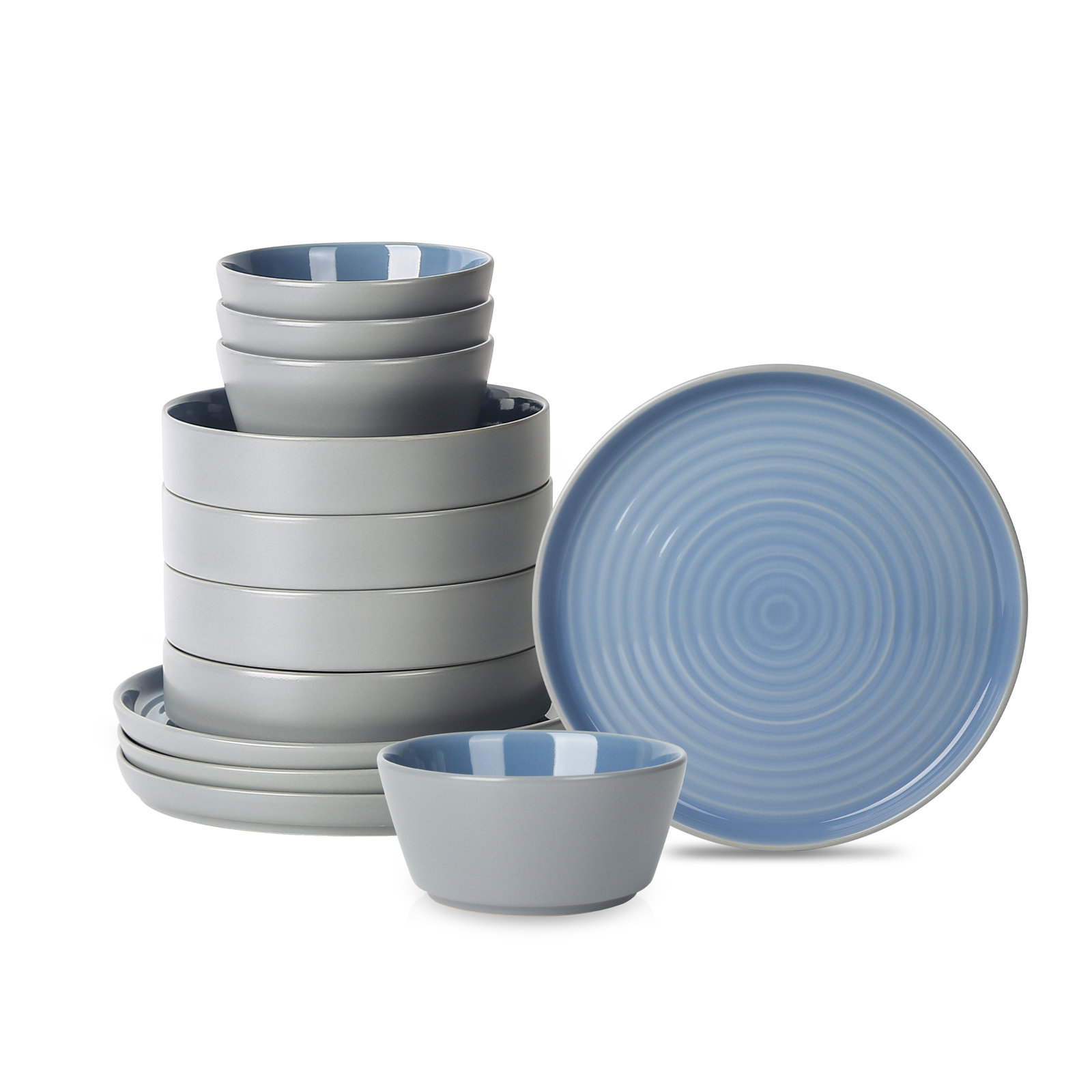 Elica Stoneware Dinnerware Set, Blue