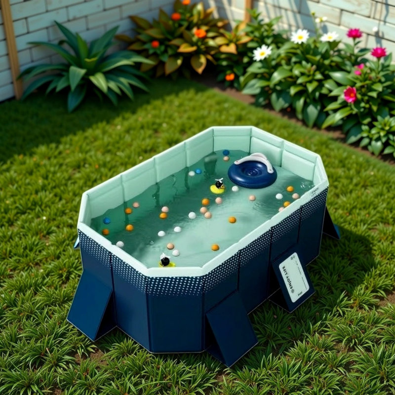 Piscine extérieure pliante gonflable en PVC, L 72,83 po x l 53,94 po x H 17,72 po