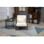 Chaise d'appoint Mid-Century moderne avec structure en bois, chaises de salon rembourrées avec coussin de taille, fauteuil de lecture pour véranda de chambre à coucher-1184068277-1184068279