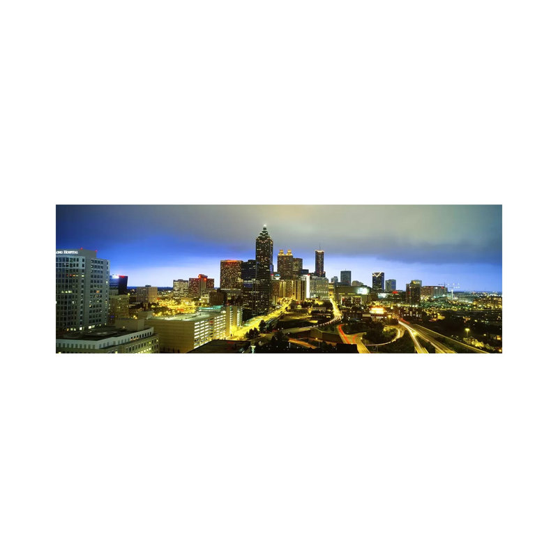 Evening Atlanta GA - Wrapped Canvas Panoramic Print, 152.4 cm H x 50.8 cm W x 3.175 cm D