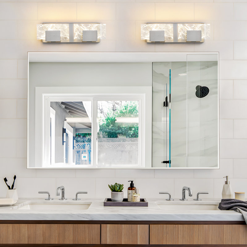 2-Light Modern Bathroom Vanity Light, Nickel
