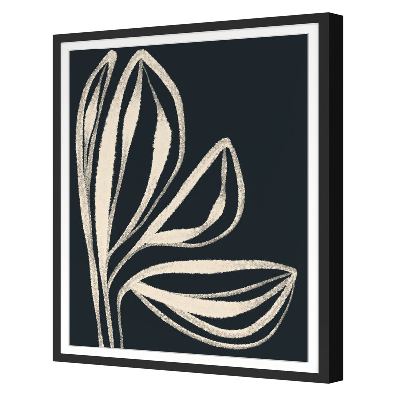 Navy Botanical 3, 20" H x 16" W, Black
