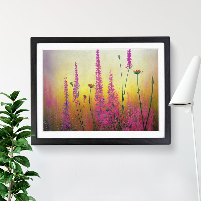 Irresistible Wildflowers Floral - Single Picture Frame Print, 46cm H x 64cm W x 2cm D, Black