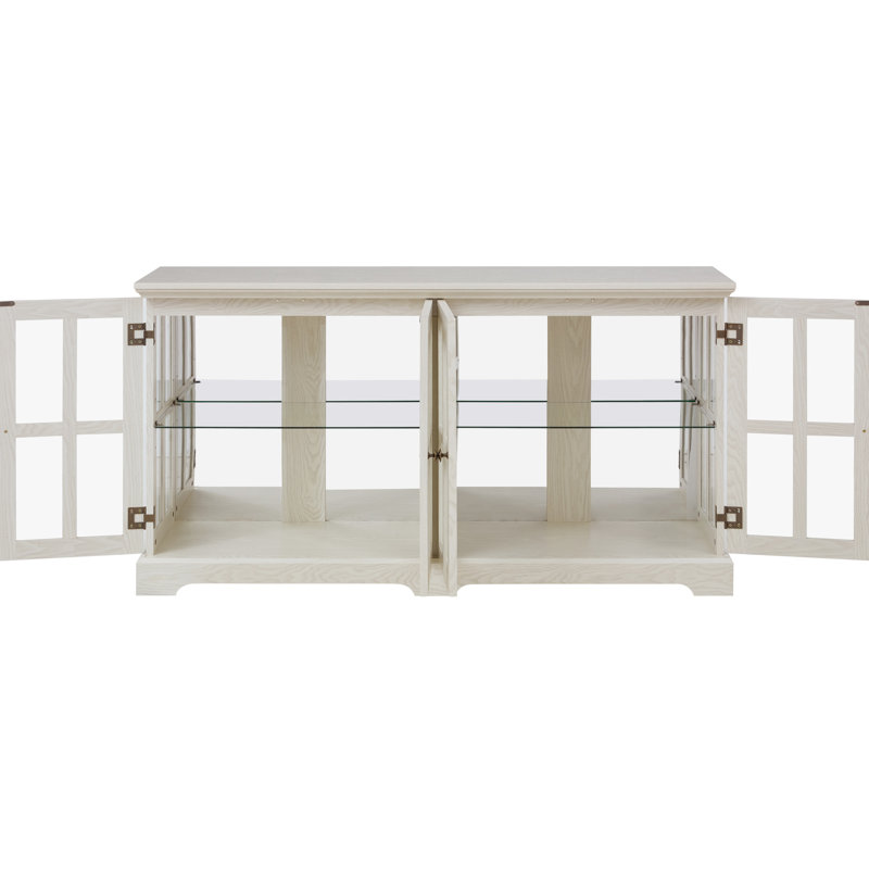 Superbe boîtier en verre blanc antique avec tablettes réglables et armoire de conception chic