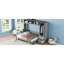 Lit escamotable gris pleine grandeur, conception d'espace, garde-robe intégrée, matelas de 8 à 10 po
