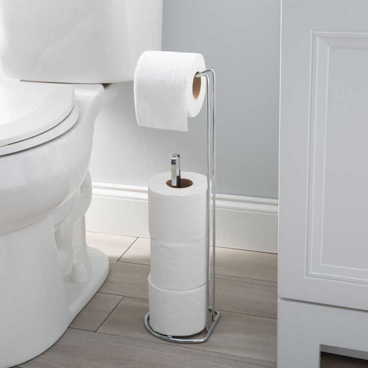 Freestanding Toilet Paper Holder Stand With Reserve, Stainless Steel Tissue  Holder, Toilet Paper St