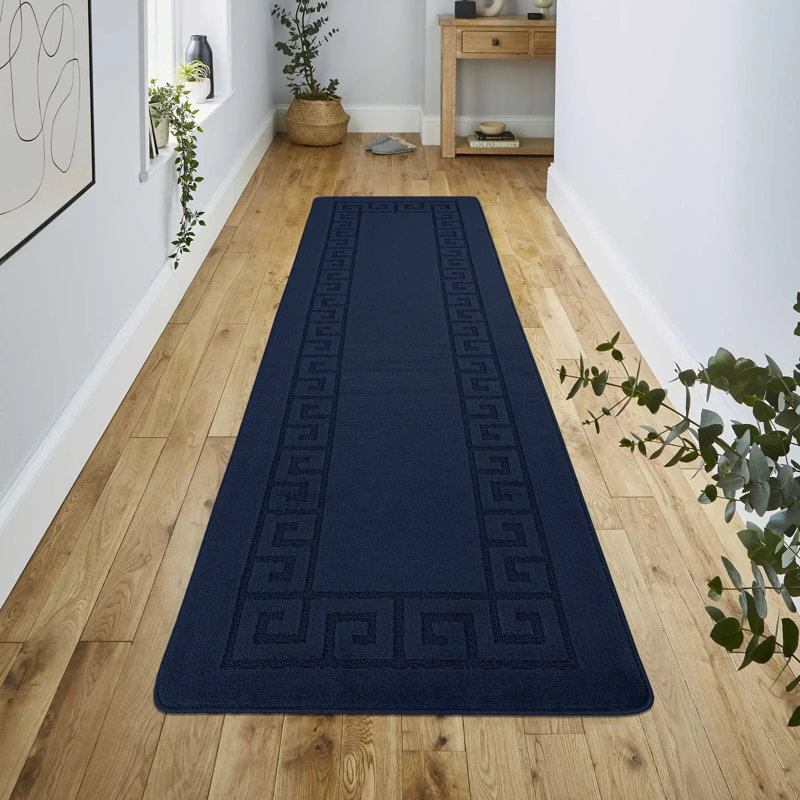 Rectangle Geometric Area Rug, Navy, Rectangle 50 x 80 cm