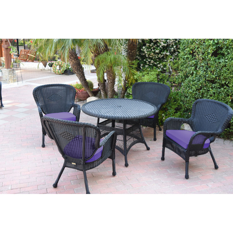 Ensemble repas 5 pièces avec coussins Batchelder, Orange, Noir