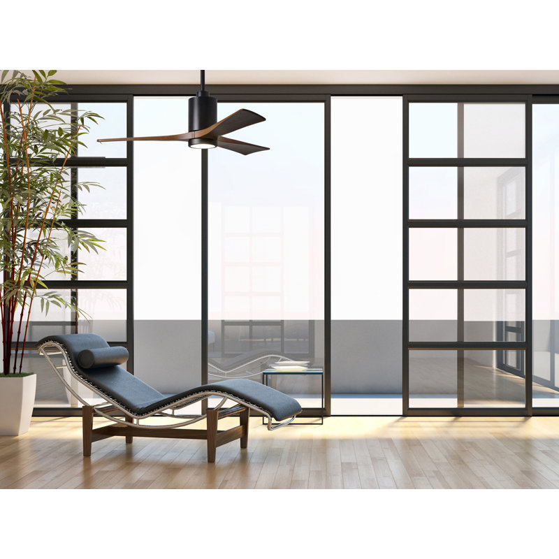 Patricia LED Downrod Ceiling Fan, Walnut Tone, Matte Black, 60"