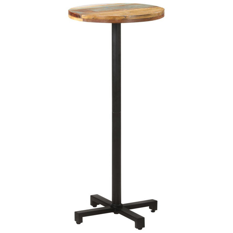 Bistro Table Round Solid Reclaimed Wood, 19.69" D x 19.69" L, Brown