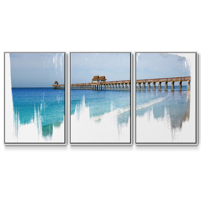 Virginia Beach Pier 3 pièces, Blanc, H 24 po x l 48 po x P 2 po