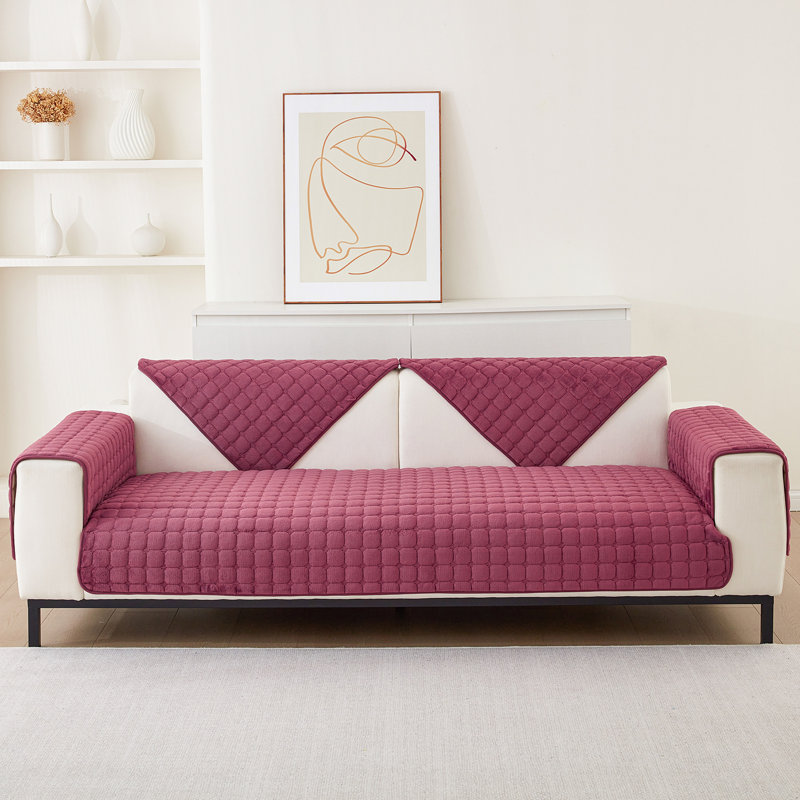 Housse pour canapé en flanelle à coussins carrés (excluant les accoudoirs ou les dossiers), L 59 po x P 28 po, Rouge