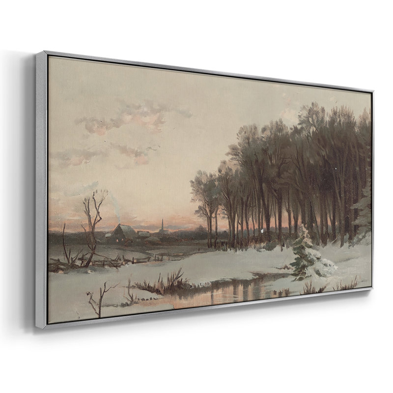 «Landscape Series» -CCCXCVII- Toile tendue avec châssis tendue, prête à être accrochée, H 25 po x l 49 po, Argent argent