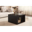 Square Coffee Table For Living Room In Dark Brown Farmhouse Coffee Table With Storage,2-Tier  Centre Table With Half Open Storage Compartment