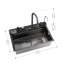 Évier de cuisine en acier inoxydable avec robinet escamotable Lefton 304, gris, KS2206
