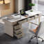Bureau 6 tiroirs blanc + or + bois manufacturé + pierre + Barenia-1974845488-1974845486