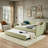 Convertible Daybed with Trundle, Tufted Upholstered 3-in-1 Sofa Bed with Side Storage for Compact Living-129467318