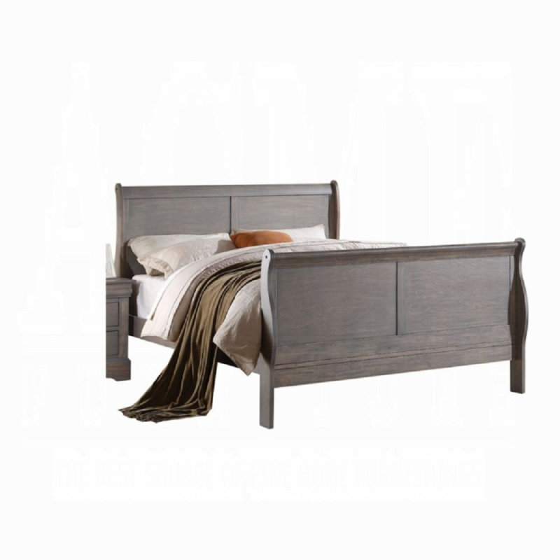 Grand lit Louis Philippe III, gris, Grand