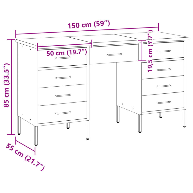 Set Of 3 Steel Large Height Adjustable Work Cabinet, Red