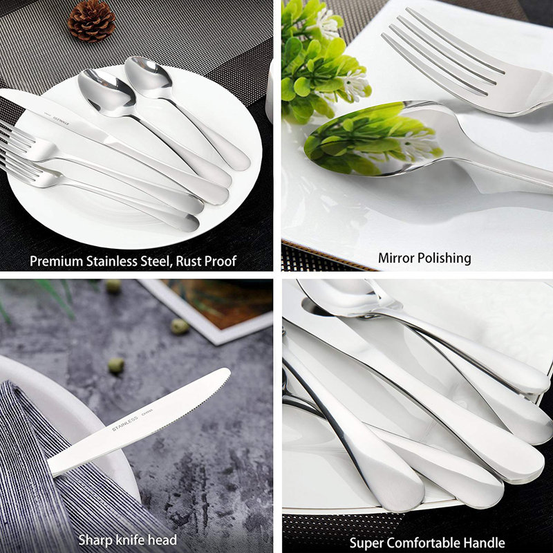 Symple Stuff Shelborne Stainless Steel Flatware Set - Service for 4