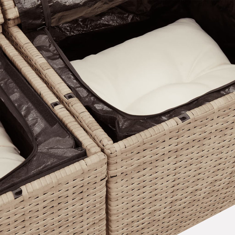  Ensemble de canapé de patio 11 pièces avec coussins en rotin de polyester beige, Blanc, crème, Beige