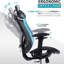 Chaise de bureau en filet, chaises de bureau ergonomiques avec roulettes, support lombaire réglable, accoudoirs, chaise de bureau à haut dossier inclinable avec roulette silencieuse pour le bureau, la maison, les jeux