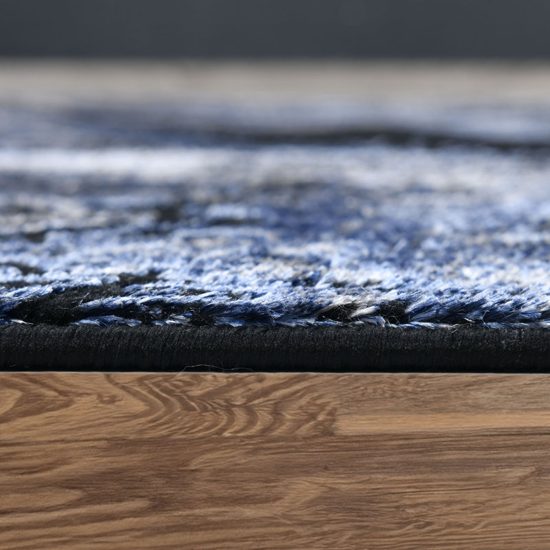Galaxy Series Abrstract Black/Gray/Ivory/Beige Area Rug, Rectangle 7'9" x 10'2", Blue