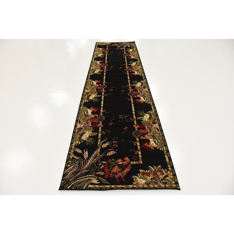 Tapis noir / vert Andersonville, Tapis de couloir 2 pi x 8 pi, Black/Green