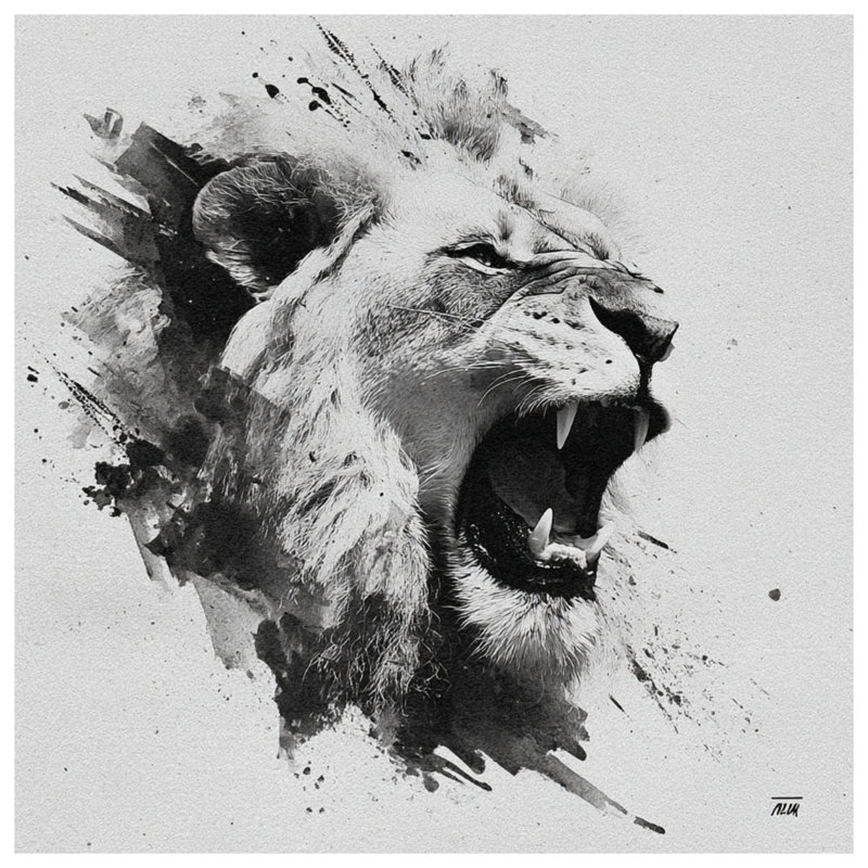 Coussins Roaring Lion Art, 16 po x 16 po
