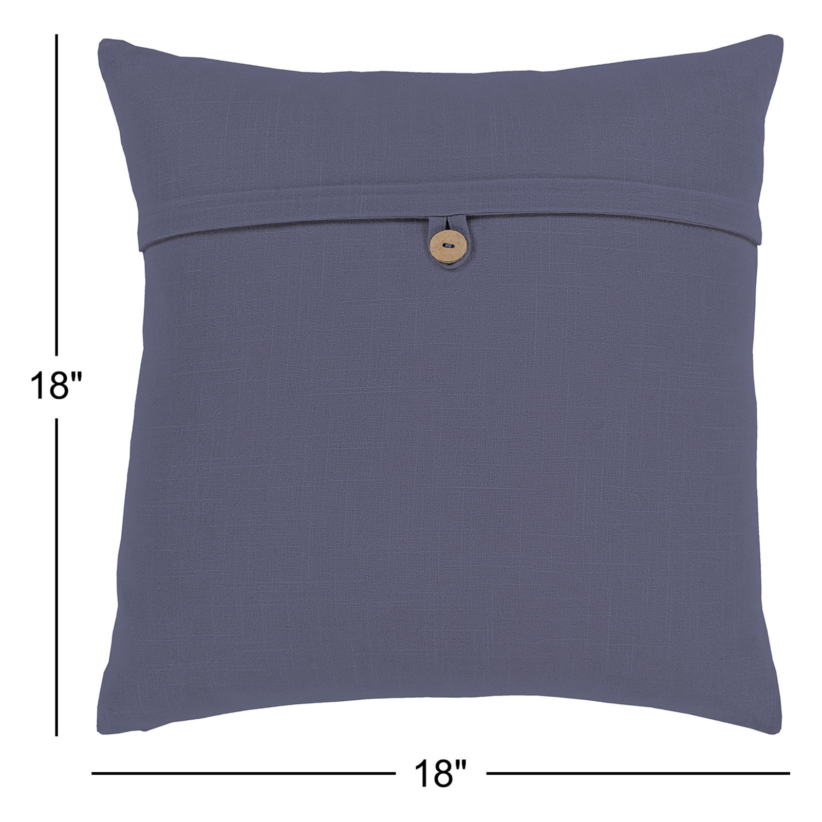 Leigh Buttons Cotton Throw Pillow, 18" x 18", Navy, Polyester