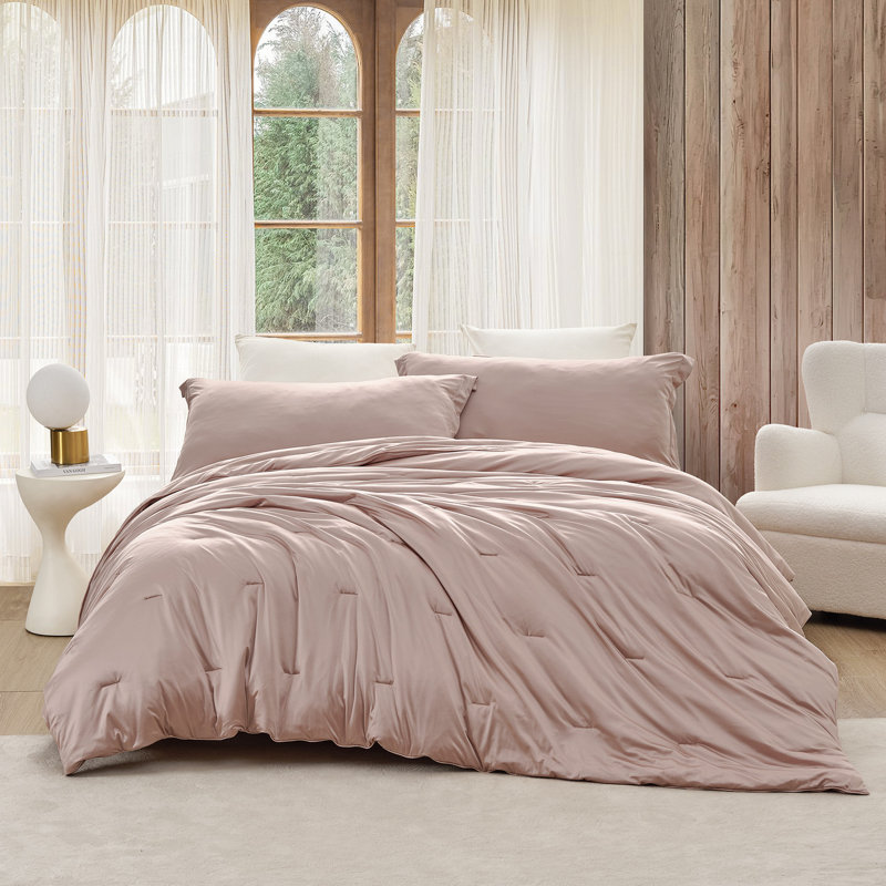 Satin Summer - Coma Inducer® Alaskan King Comforter Set - Bronzed Blush, Alaskan King Comforter + 4 King Shams, Pink