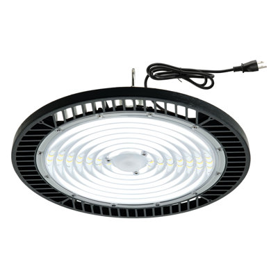 Éclairage industriel ultra-lumineux ultra-lumineux 300W UFO High Bay 13,6 pouces à intensité variable pour entrepôt, atelier, garage