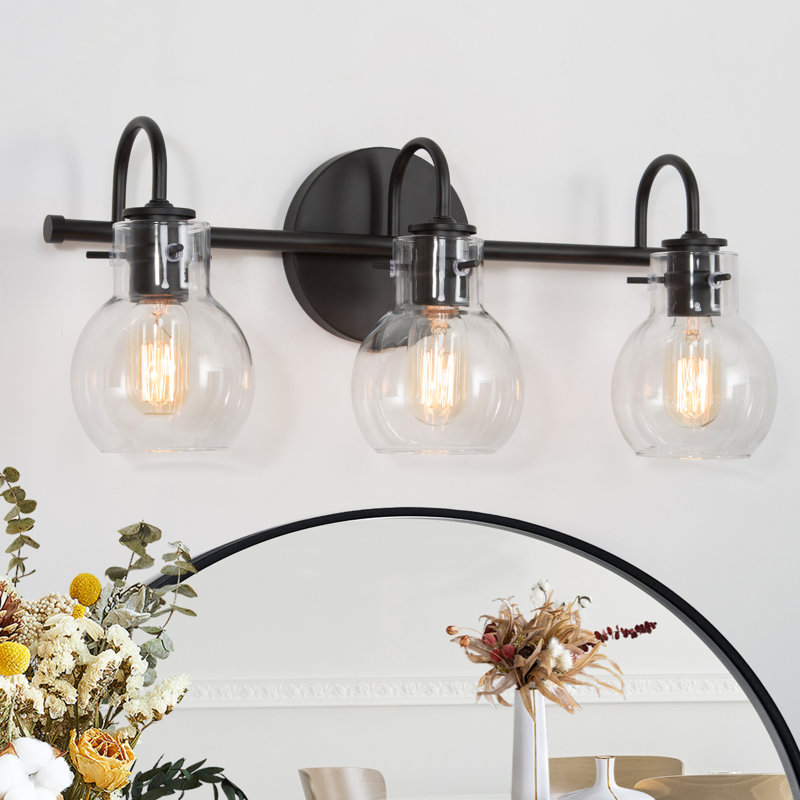 Kinman 3-Light 22'' W Dimmable Modern Bathroom Vanity Light, Black